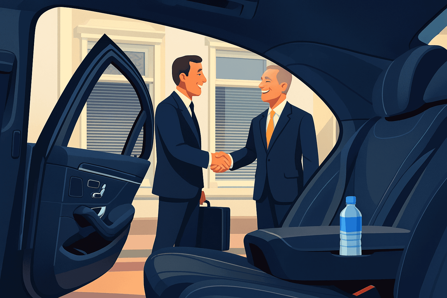 Chauffeur loading luggage into a luxury vehicle trunk